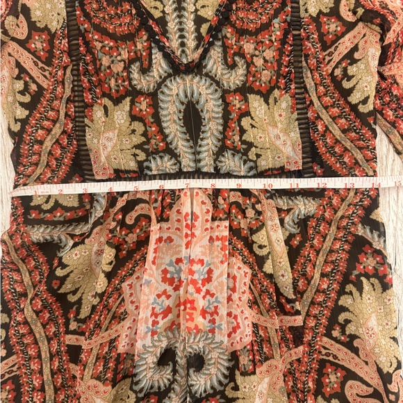 Anthropologie Ranna Gill 6 ‘Joss Kimono Dress’ Mini V-Neck BOHO Festival Paisley - Picture 8 of 14